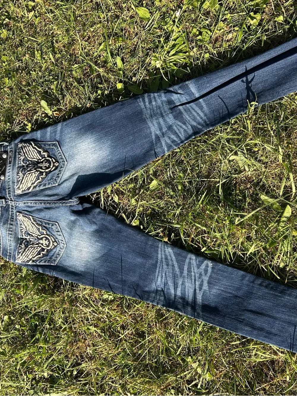Miss Me Dark Wash Jeans with Embroidered Back Pockets